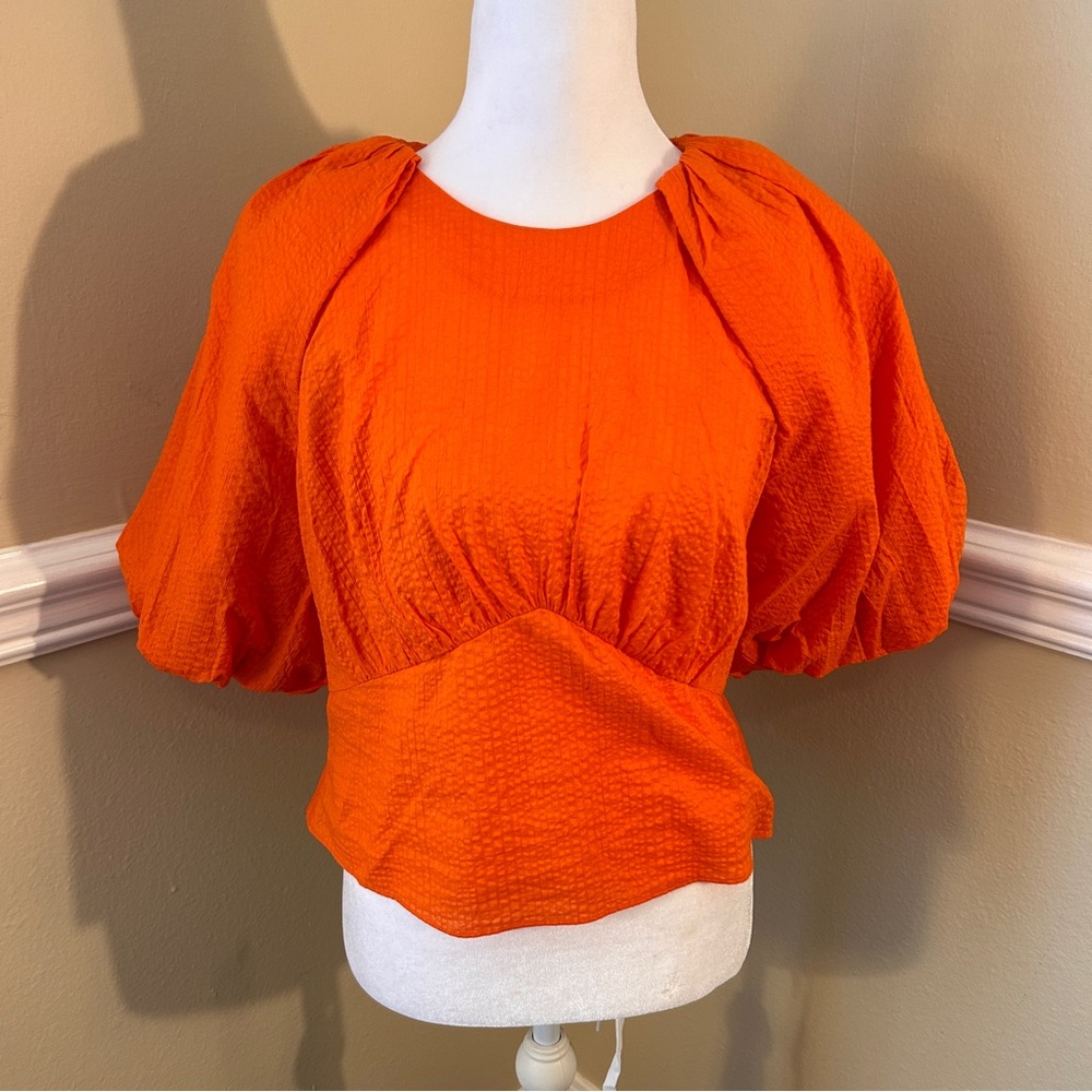 Frame Seersucker Crewneck Blouse